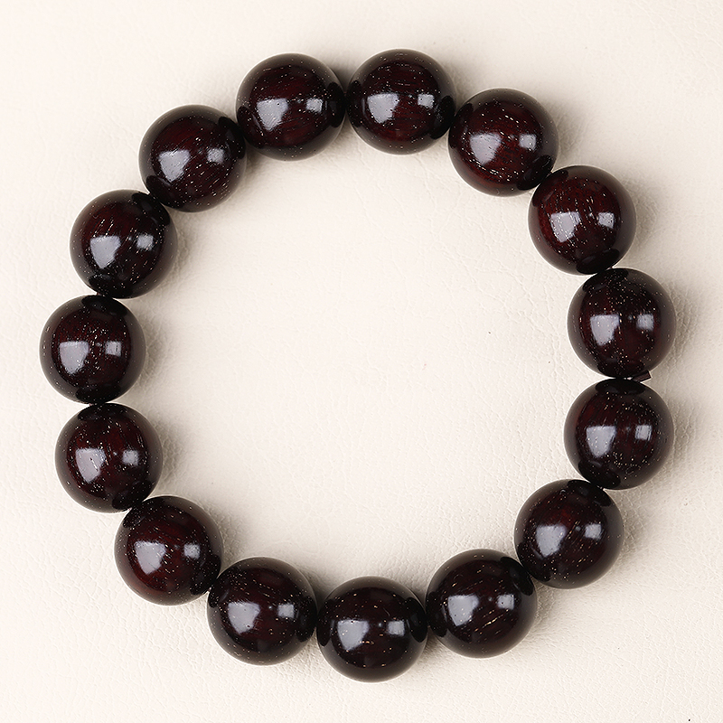 老料金星印度小叶紫檀15mm*15颗单圈佛珠手串盘玩品