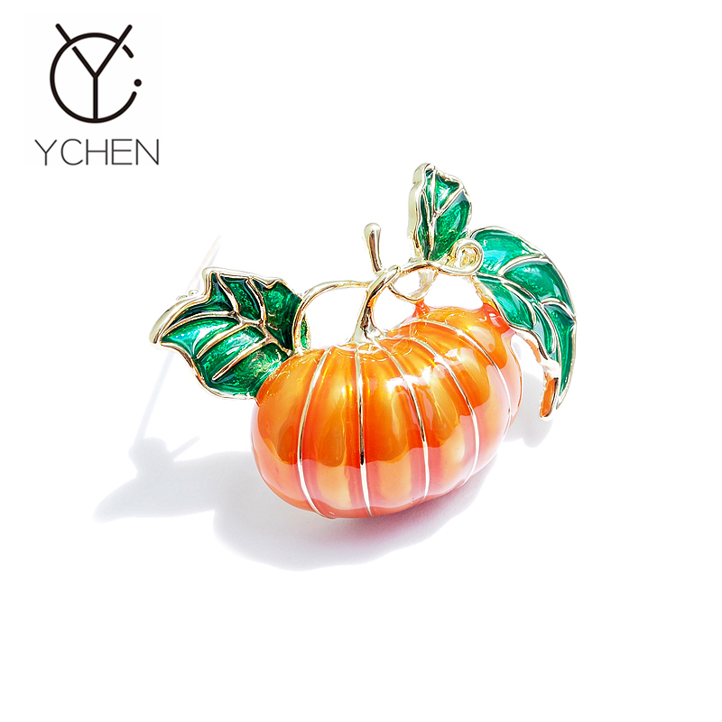 铜合金胸针 万圣节礼物手工画釉南瓜胸针帽子外套大衣装饰别针