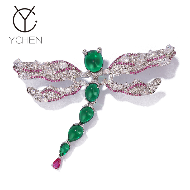 铜合金锆石胸针 高级感精致灵动蜻蜓胸针女高档西装毛衣大衣装饰