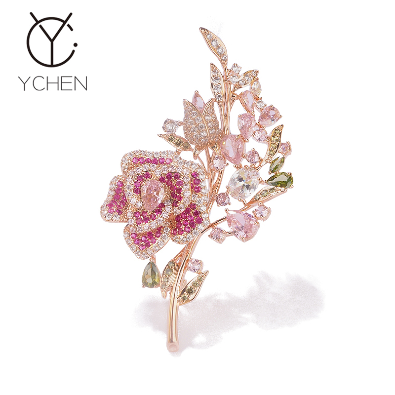 铜合金胸针 一花两色深浅红精致玫瑰胸针别针礼物