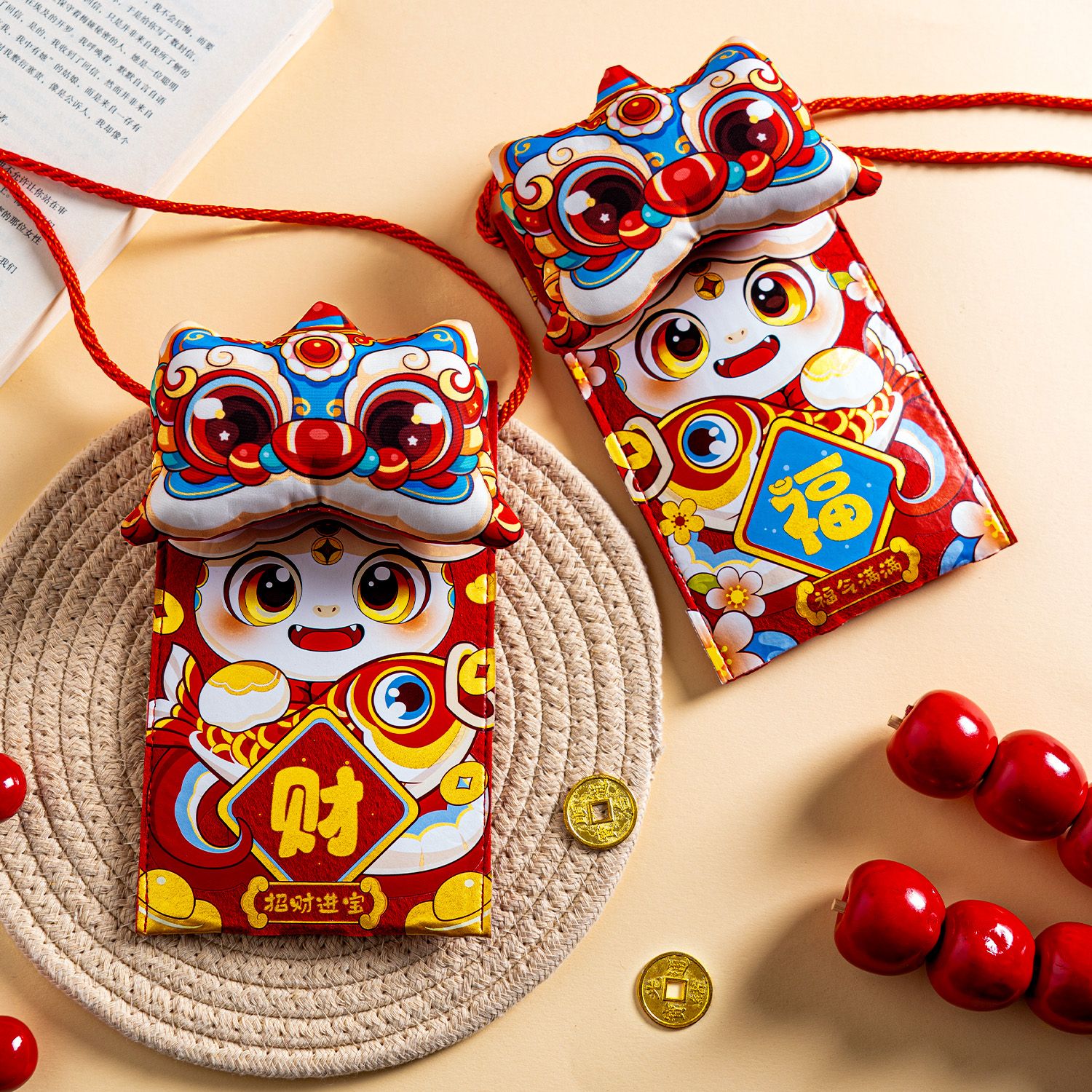 新年儿童挂饰款红包袋2026马年压岁包过年拜年创意通用毛毡利是封