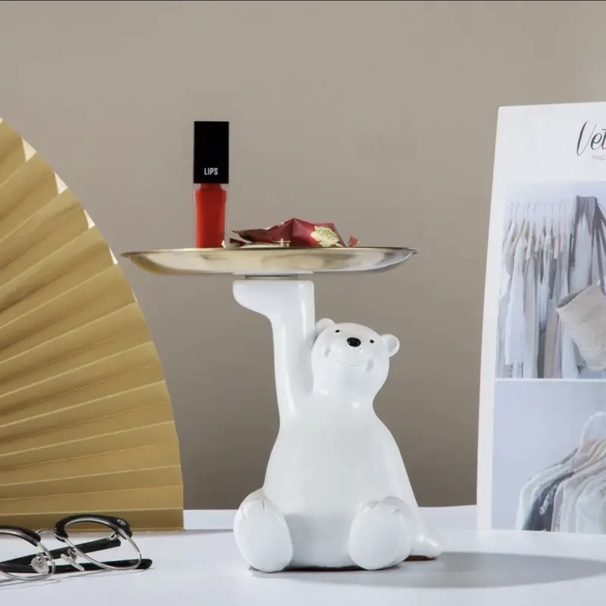 【直播专属】北极熊钥匙收纳托盘现代简约客厅摆件桌面茶几家居装饰