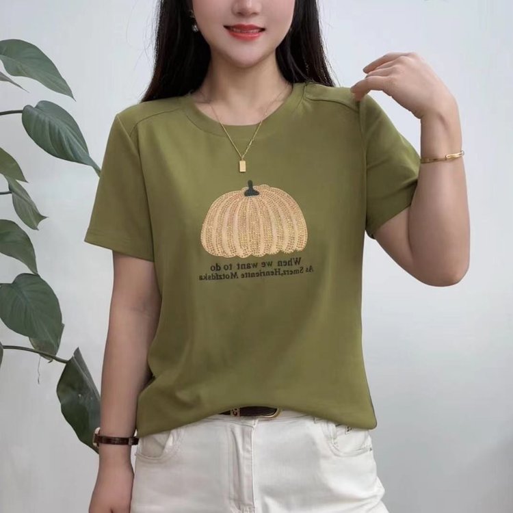 新中式抽象印花T恤女2024春夏新款文艺短袖简约棉质小衫休闲时尚