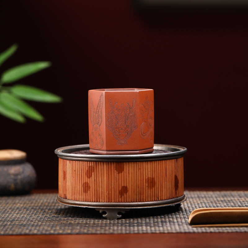 宜兴紫砂茶具茶杯  九斋十二生肖生肖对杯全手工主人杯