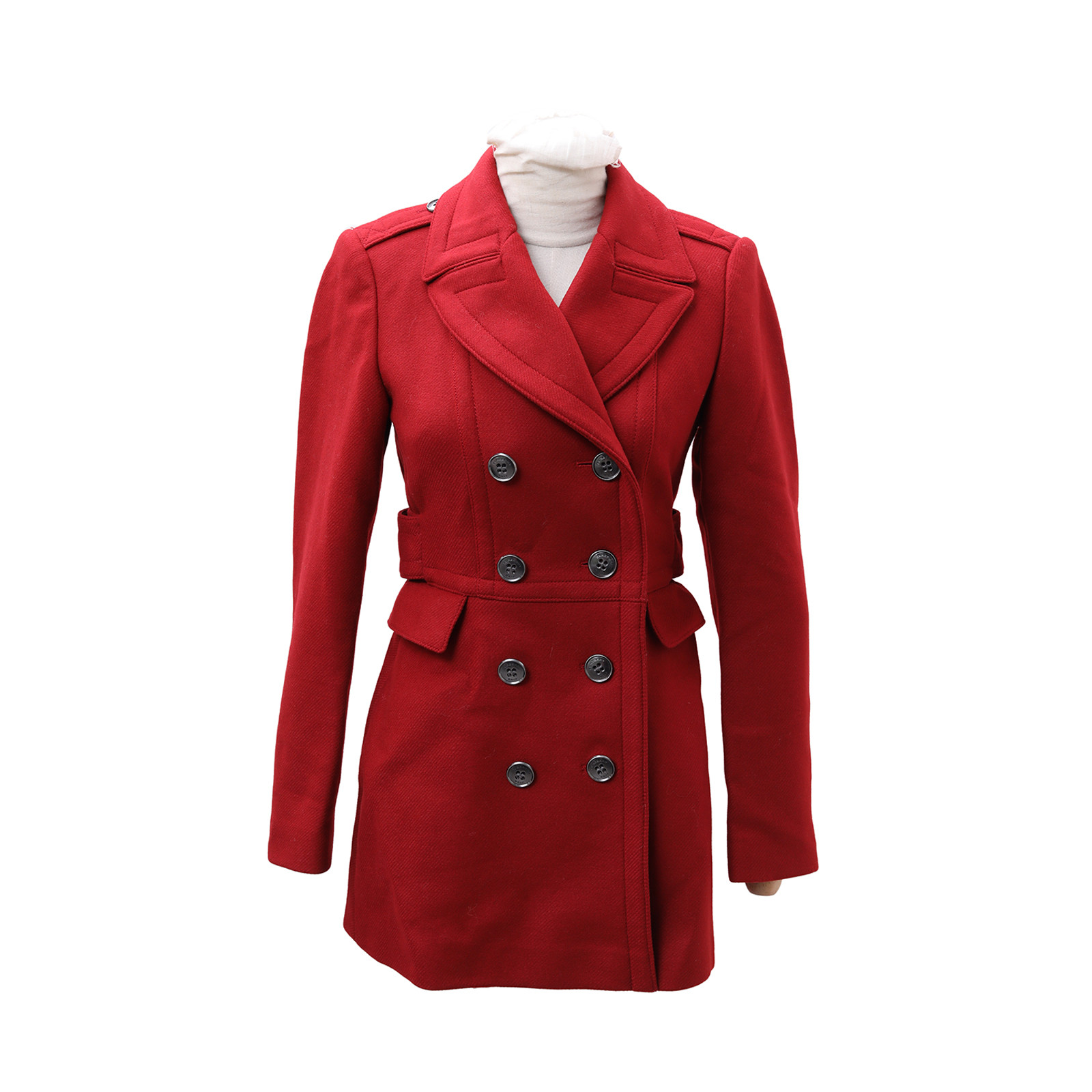 99新 BURBERRY/博柏利 拼色双排扣 UK4 红色 英国码4 P242142761