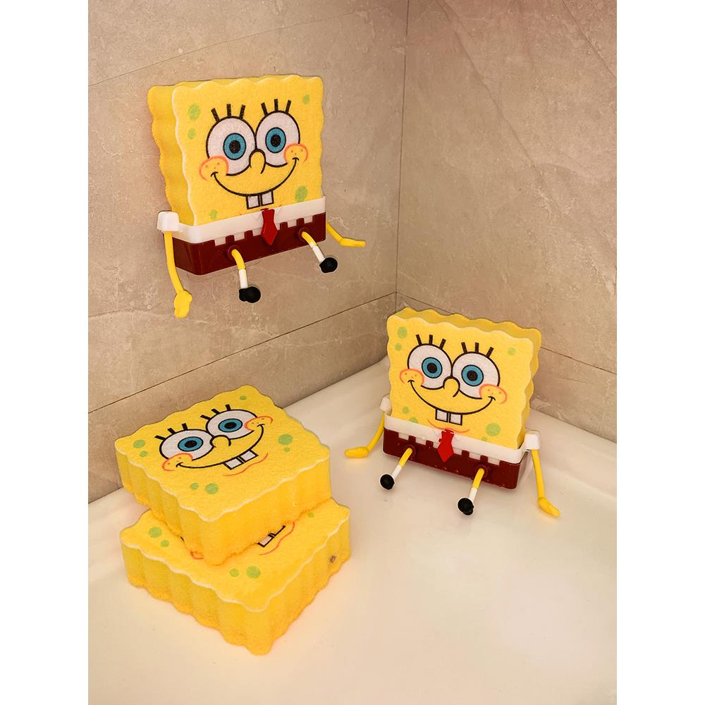 创意可爱海绵宝宝洗碗布厨房专用不沾油清洁去污海绵擦百洁布抹布