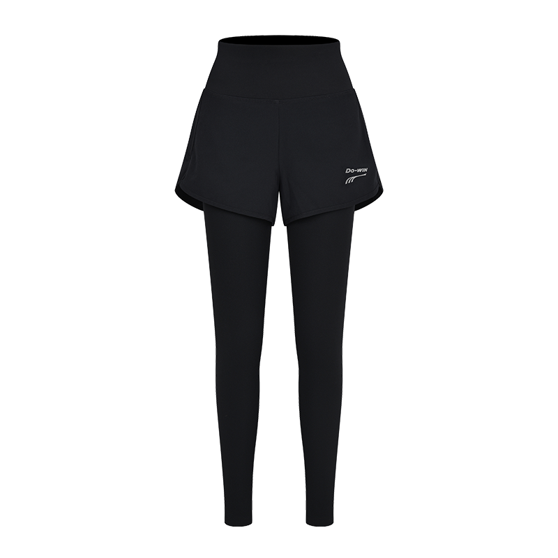 【3542454】多威新款黑色运动9分裤女休闲紧身运动裤跑步速干裤