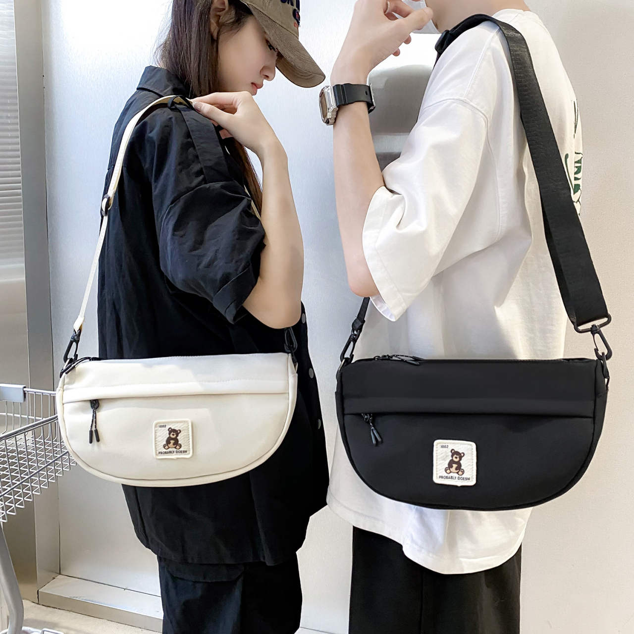 单肩包女百搭休闲托特包防水牛津布包简约小众学生时尚单肩斜挎包