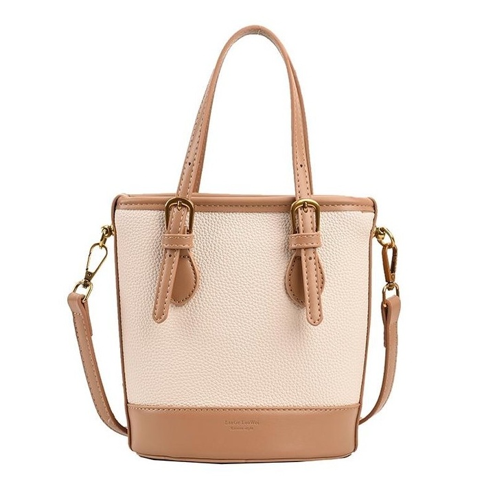 LANGELUOWEI斜挎包撞色拉链水桶包单肩斜挎包8106-bai