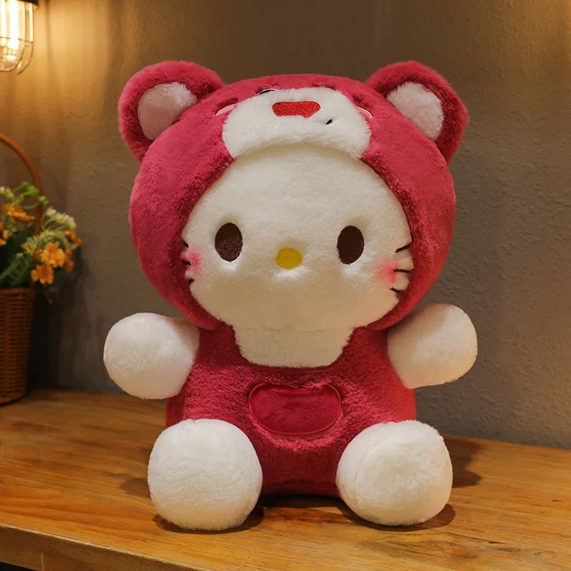 新款草莓熊变身猫咪毛绒玩具凯蒂猫玩偶送女生的礼物娃娃抱枕公仔