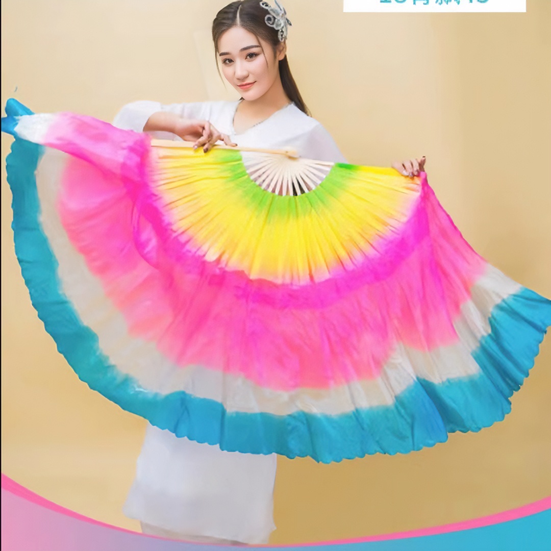 成人舞蹈扇加长飘头双面绸扇广场舞演出跳舞扇扭东北大秧歌的扇子