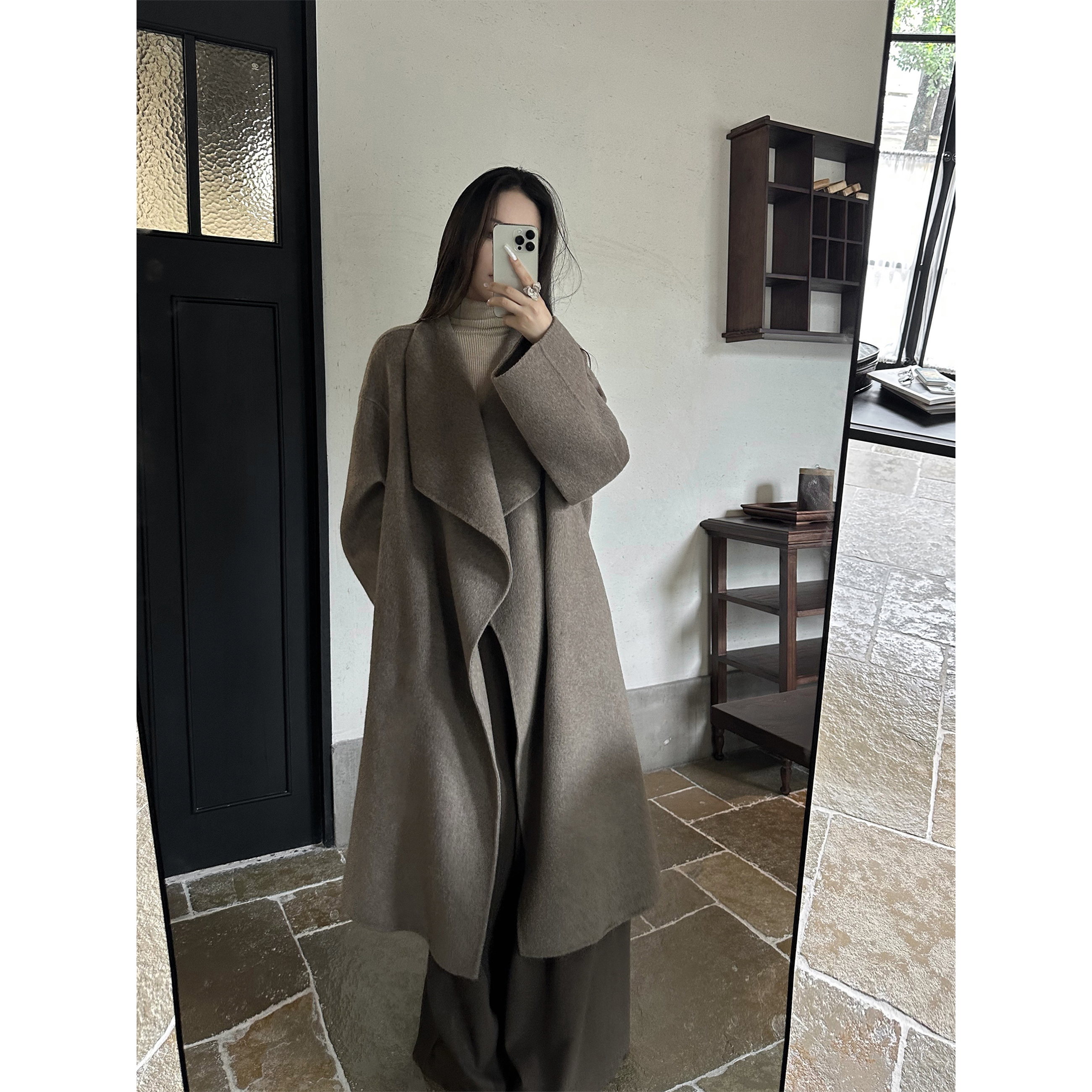 5werkwen Totem*经典系 羊毛阔面领双面呢大衣