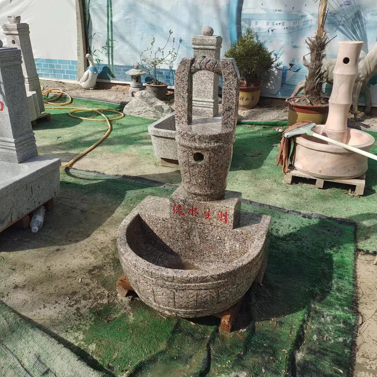 石雕天然石材，花岗岩材质拖把池墩布池家庭必备，石头拖把池