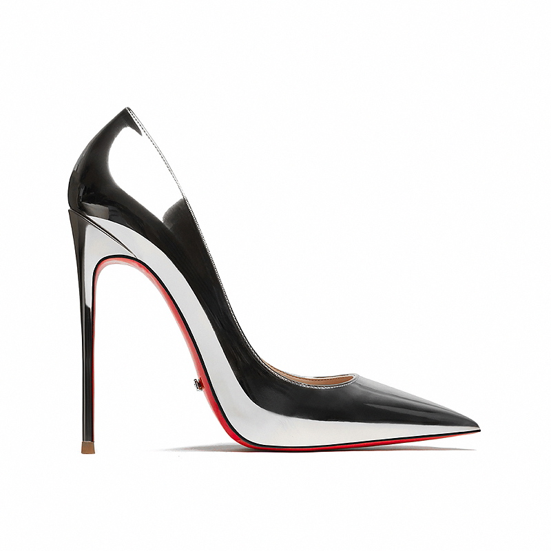 2025爆款洋气高级感银色红底高跟鞋细跟尖头气质女士百搭宴会鞋子