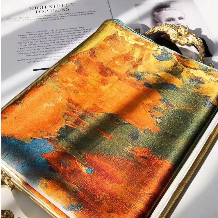 【孤品28】丽锦缎90*180女士洋气丝巾长条披肩高档百搭围巾薄款