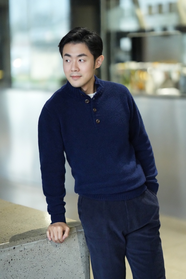 Hoshea Wang 意式花纱半高领套头衫男士 超细美丽奴羊毛休闲毛衣