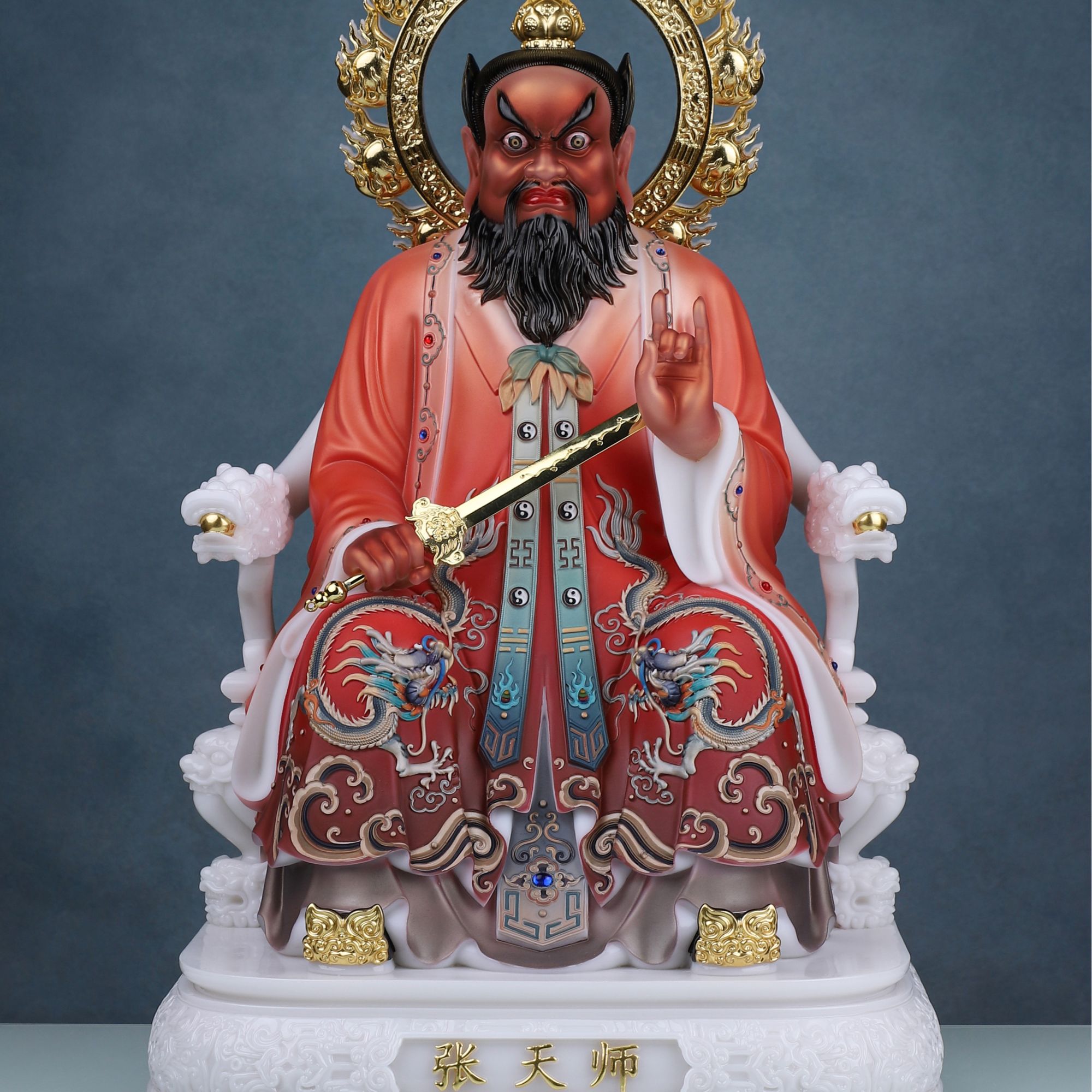 新款玉石张天师佛像摆件居家办公桌摆件手工创意制品装饰礼品摆件