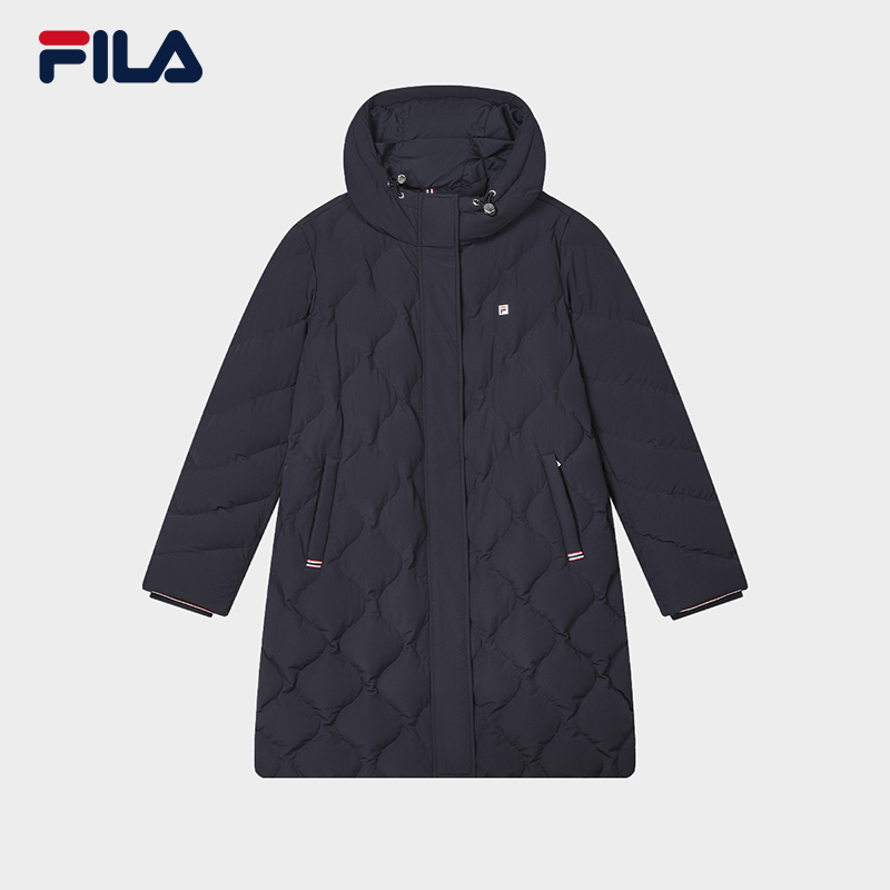 FILA/斐乐冬女款爆款【经典商务】中长款保暖连帽羽绒服 F61W341907