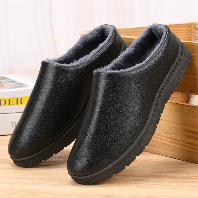 棉拖鞋老北京布鞋加绒厚保暖防水男女居家鞋厚底下雨天半拖鞋运动