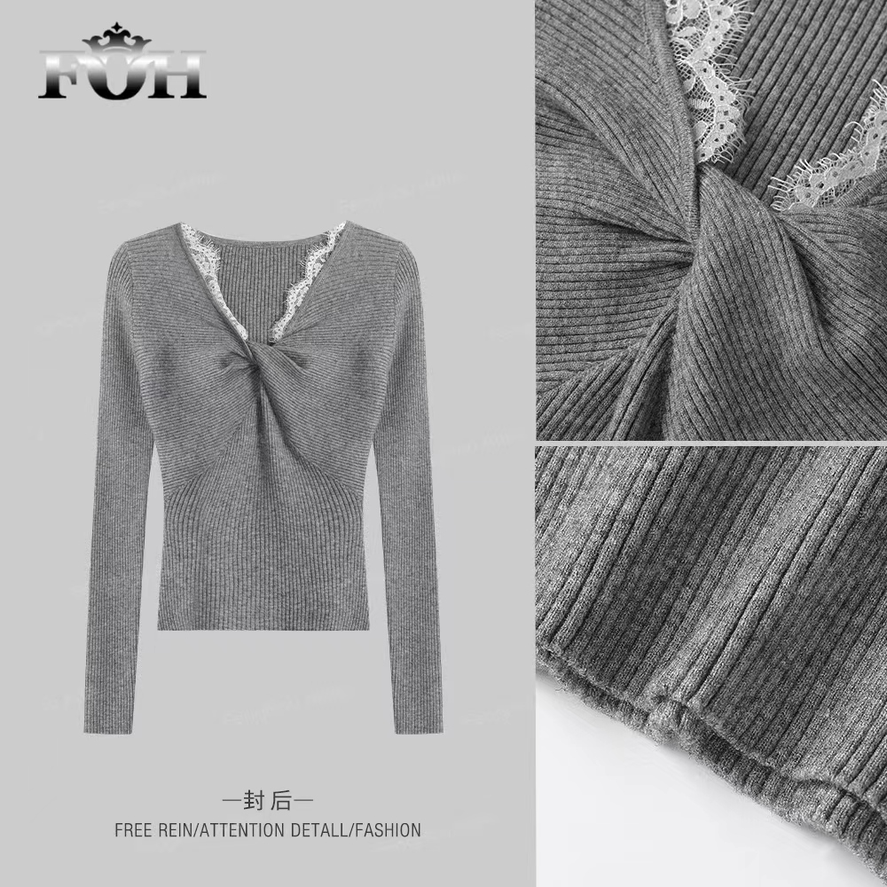 【封后轻奢设计】2024秋季新款甜美蕾丝边内搭上衣9232