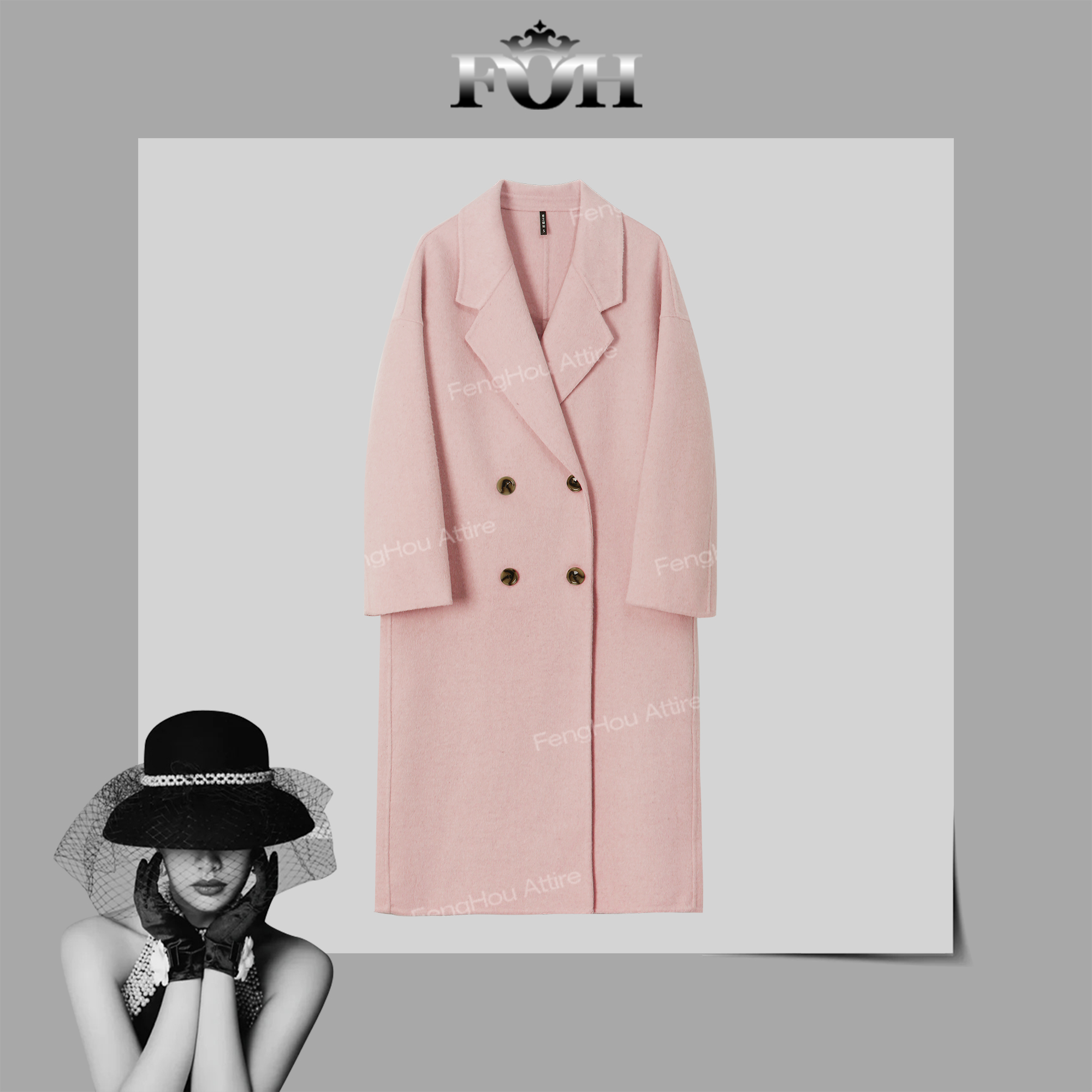 【封后轻奢设计】2024冬季新款显瘦韩系时尚羊毛大衣外套23003