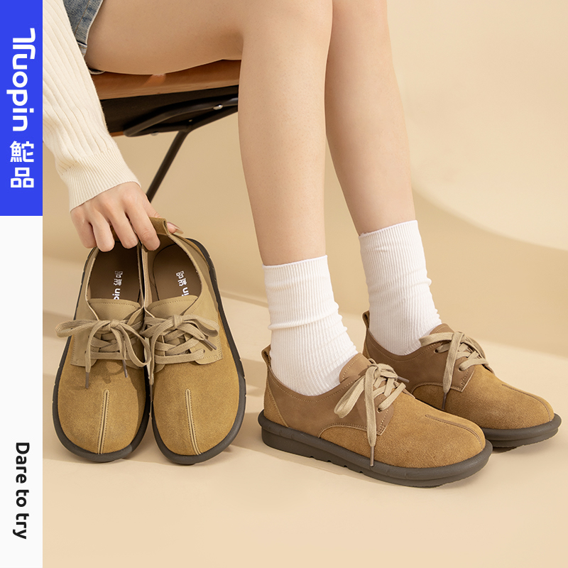 鮀品春秋时尚休闲百搭软底勃肯鞋厚底包头英伦风学生复古单鞋女鞋