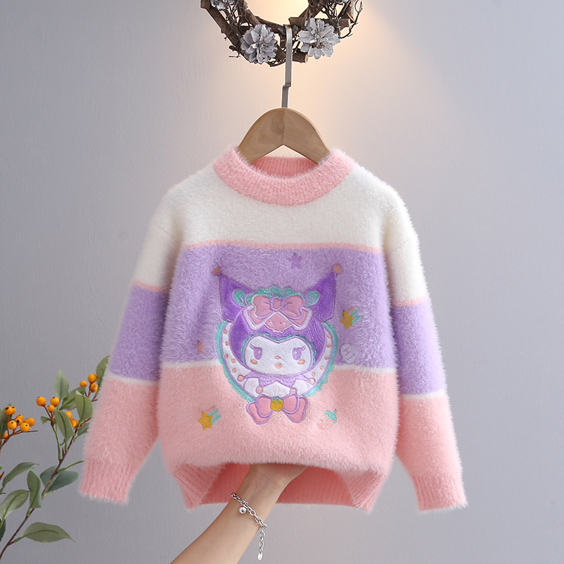 女童冬季毛衣洋气加厚针织衫2025秋冬季新款儿童中小童卡通打底衫