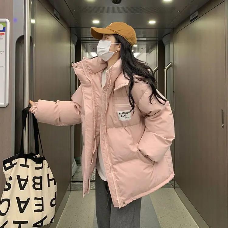 百搭连帽加厚面包服冬季服女2023新款初中生宽松袄外套羽服小个子