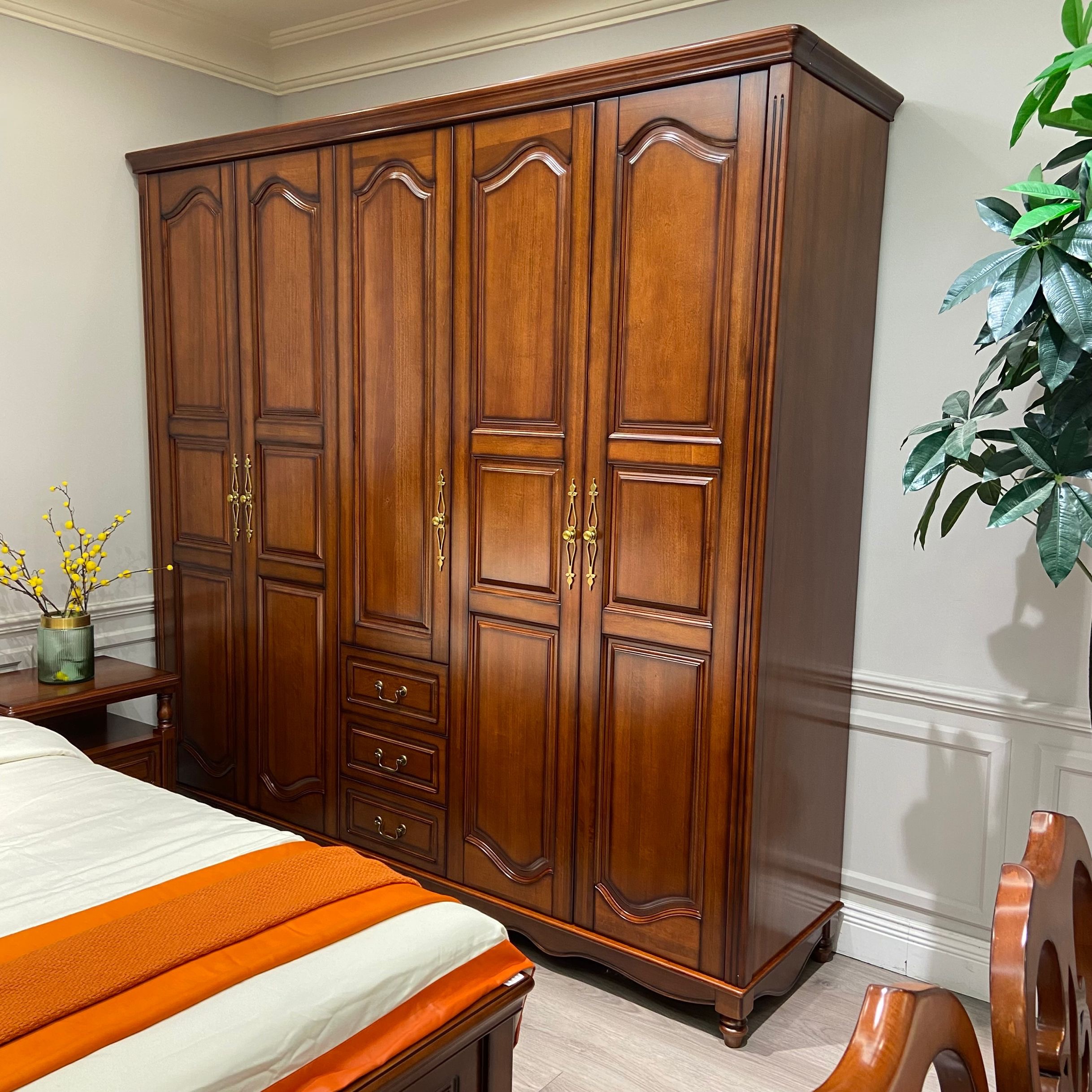 【品牌代工】庄园卡佩KP1715纯原木五门衣柜美式风格衣柜