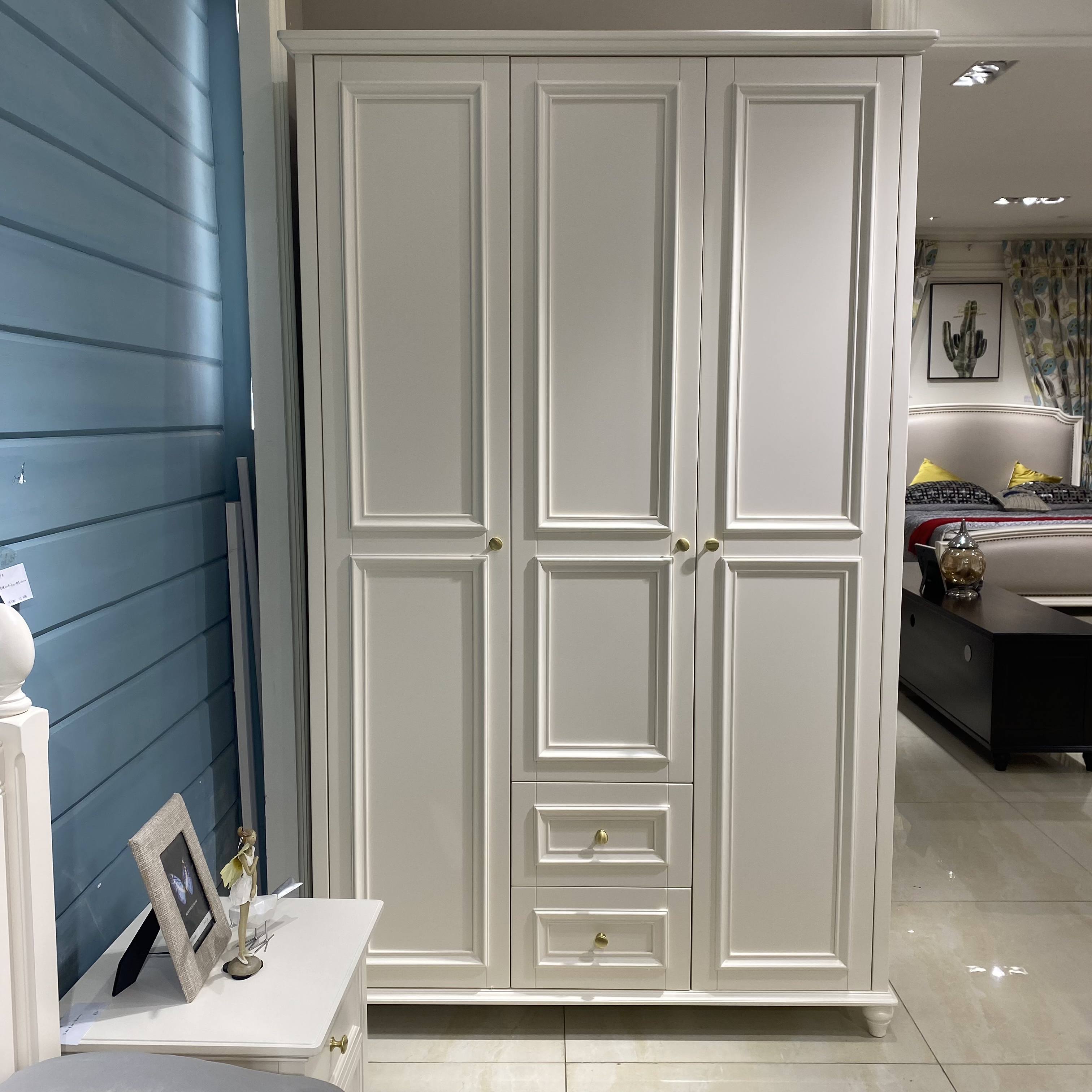 【品牌代工】尚品环保E1366全实木原木美式三四五六门衣柜实木家具