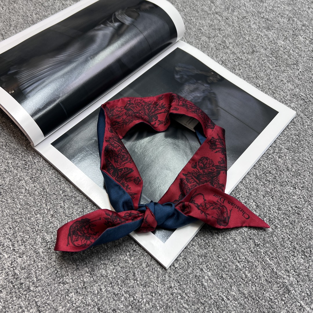 全新未使用 DIOR/迪奥 女士暗红色双面丝带经典复古休闲114287   