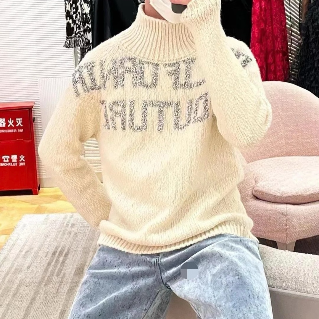 全新未使用 DIOR/迪奥 男士胸口字母logo半高领针织衫129015 时尚