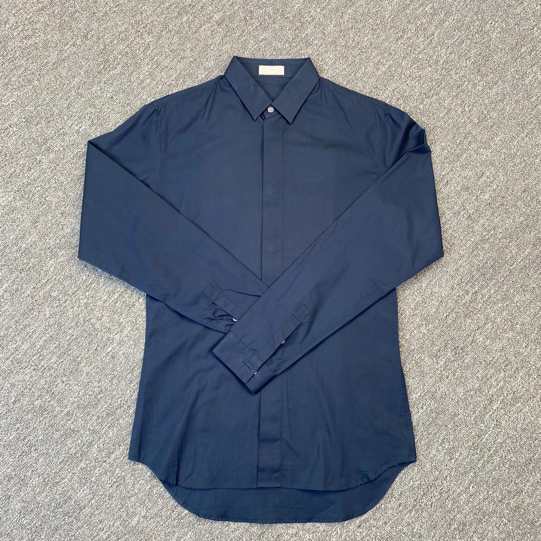 全新未使用 DIOR/迪奥 男士经典深蓝色小蜜蜂刺绣衬衫商务115149 