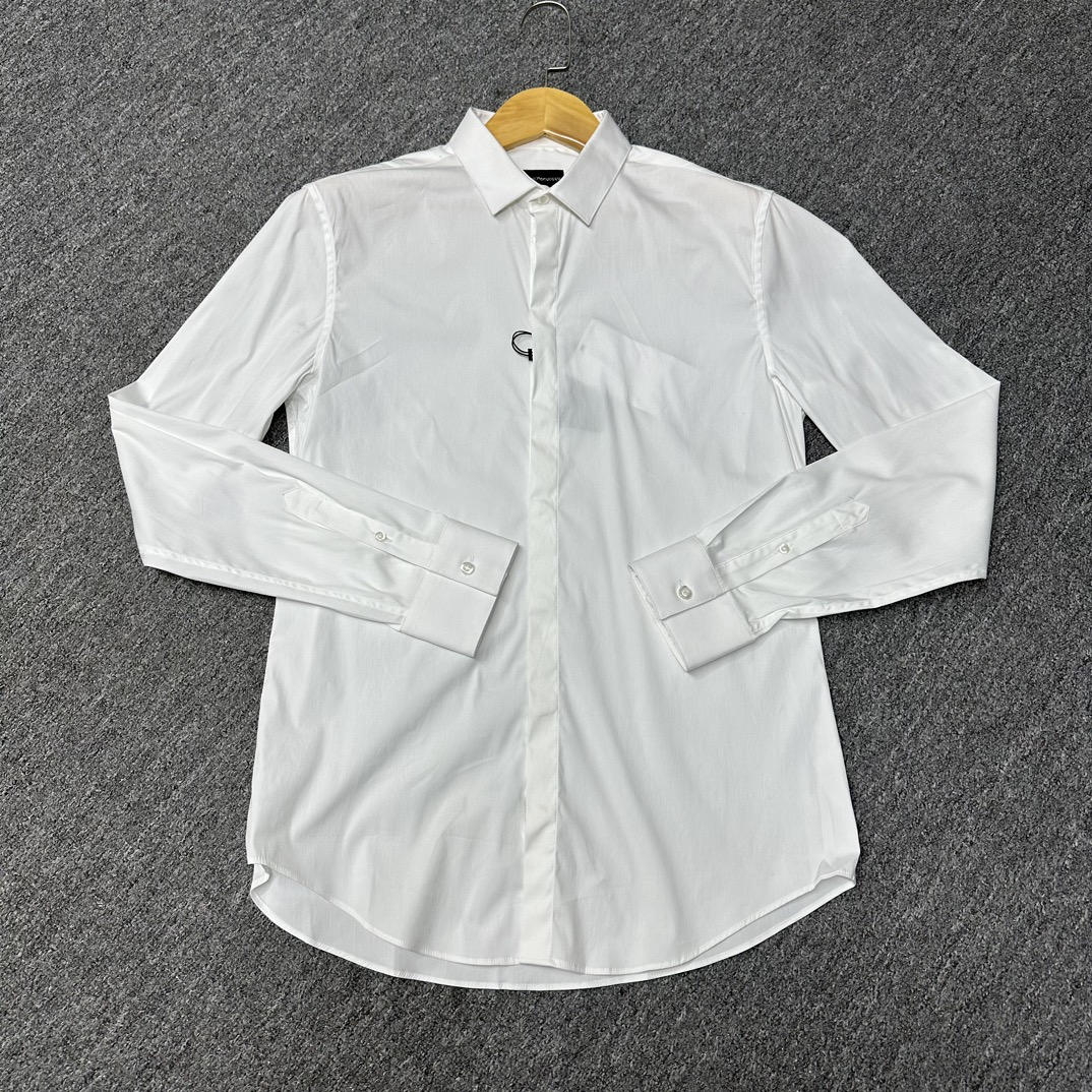 全新未使用 GIORGIO ARMANI/阿玛尼 男士白色2.5领纯白衬衫115213