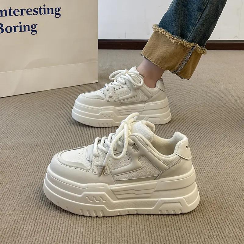 欧洲站黑白熊猫厚底小白鞋女2023秋冬新款增高百搭休闲板鞋