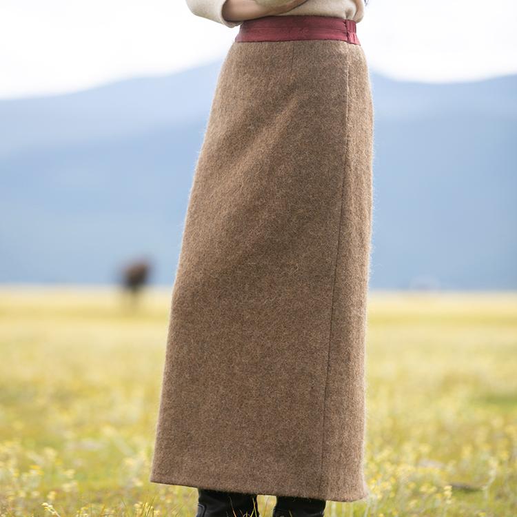 牧衣游原创 进口澳毛呢混纺半身裙女新款简约保暖百搭直筒裙 遇椿