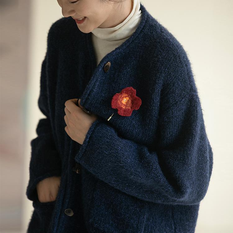 牧衣游原创 肌理感毛织外套新款软糯保暖文艺百搭毛衣开衫女 梦璃