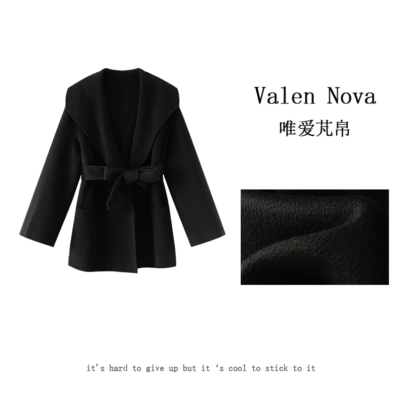 Valen Nova/唯爱芃帛 气质时尚休闲秋冬设计师双面毛呢大衣12693