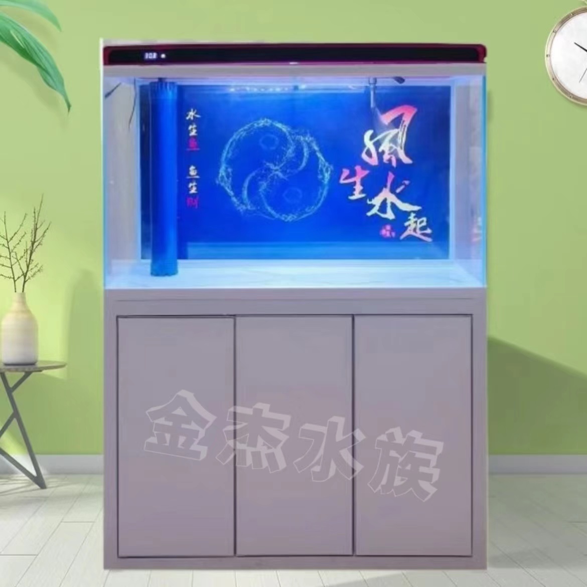        底滤家用中小型鱼缸一体底滤超白鱼缸免换水吸塑钢架