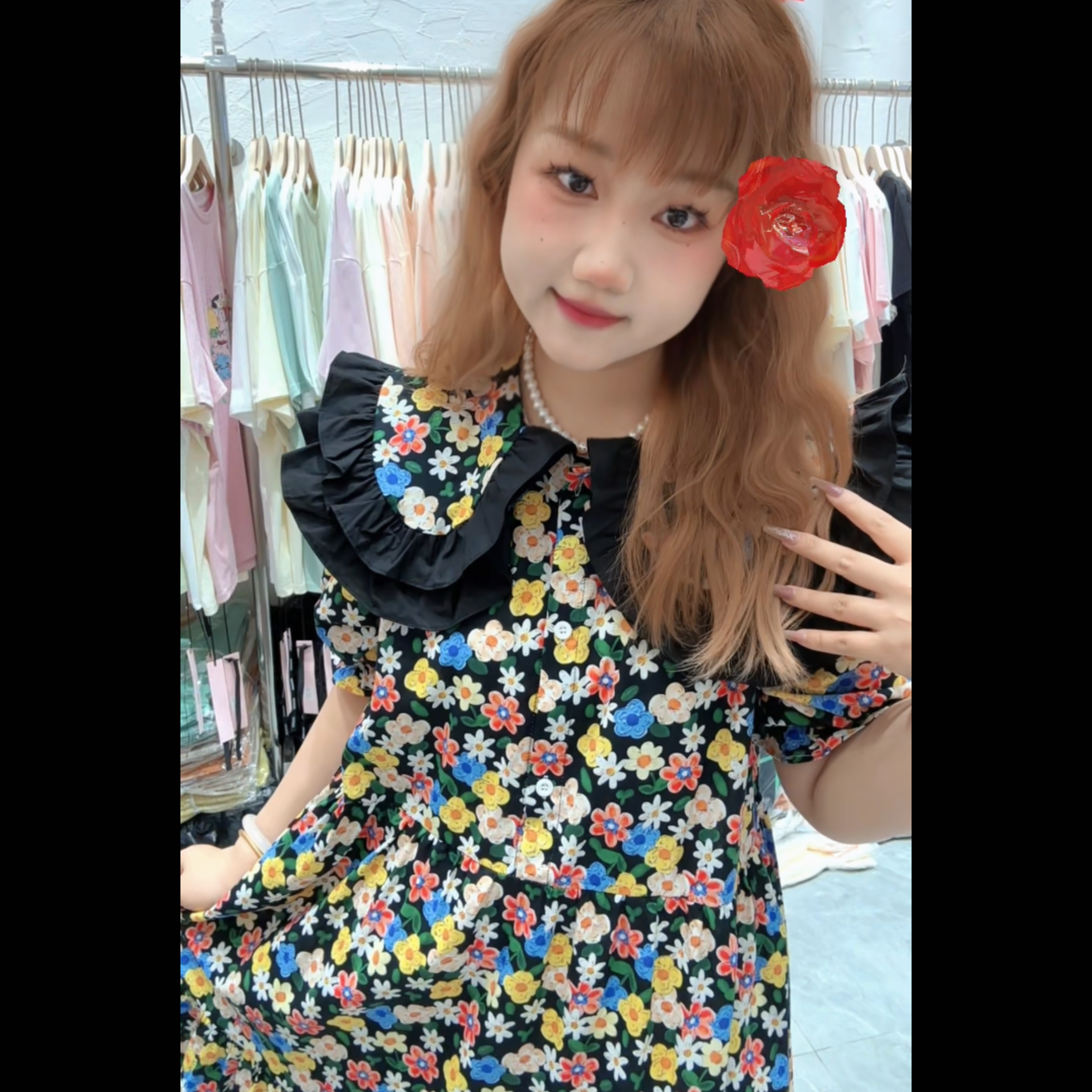 【生如夏花】韩系双层娃娃领小碎花大版宽松连衣裙腰带！绝绝子显瘦！
