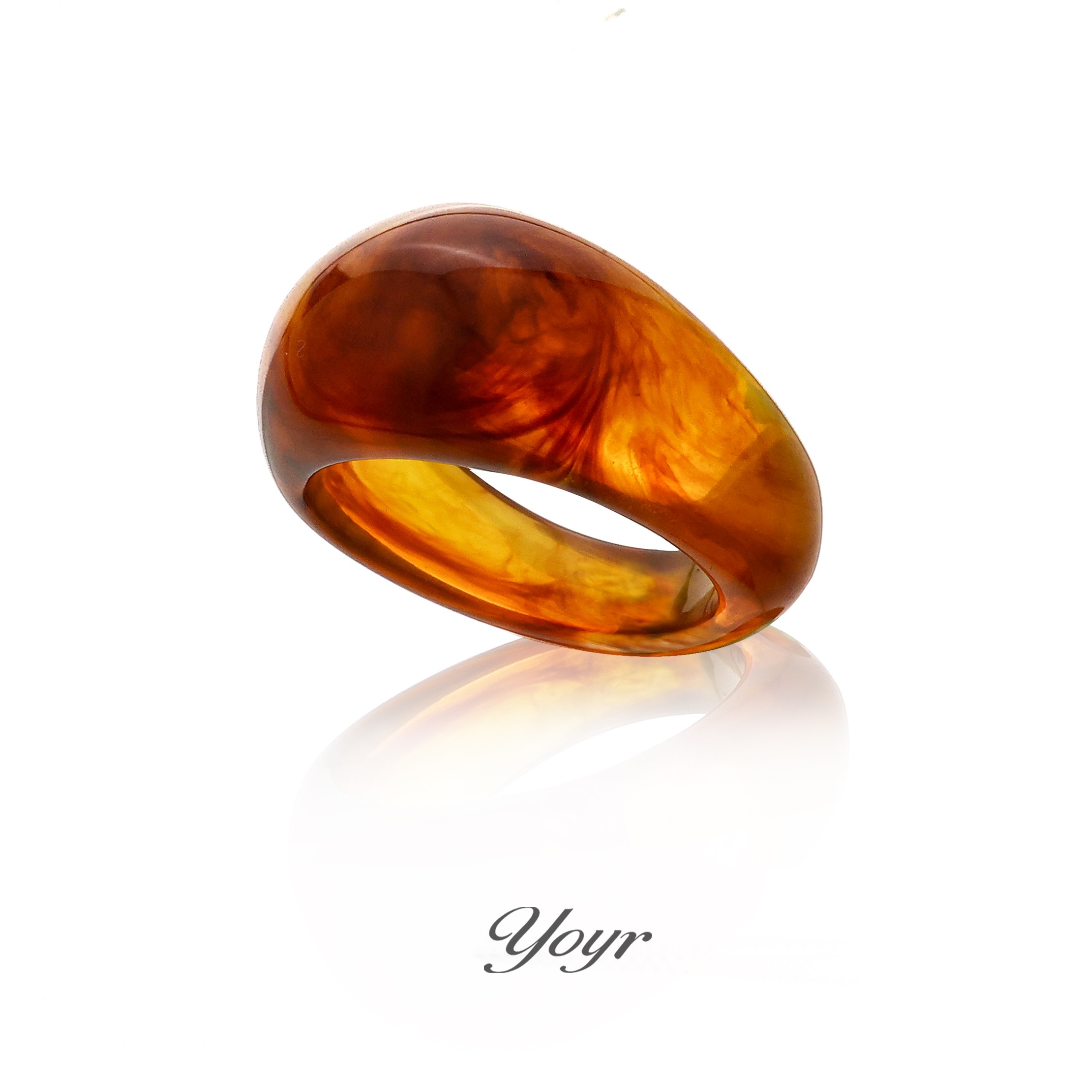 YOYR 非金属树脂戒指 水墨云端指环简约秋冬新款美拉德雅丹风琥珀