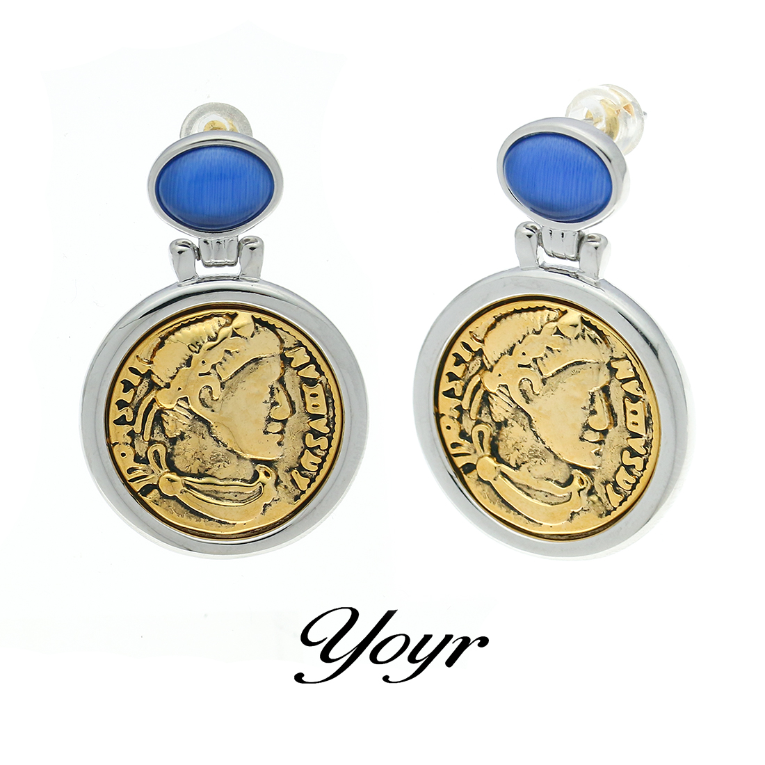 YOYR 铜合金耳饰 【秦可儿Kerr专属】阿瑞斯罗马圆币复古耳钉