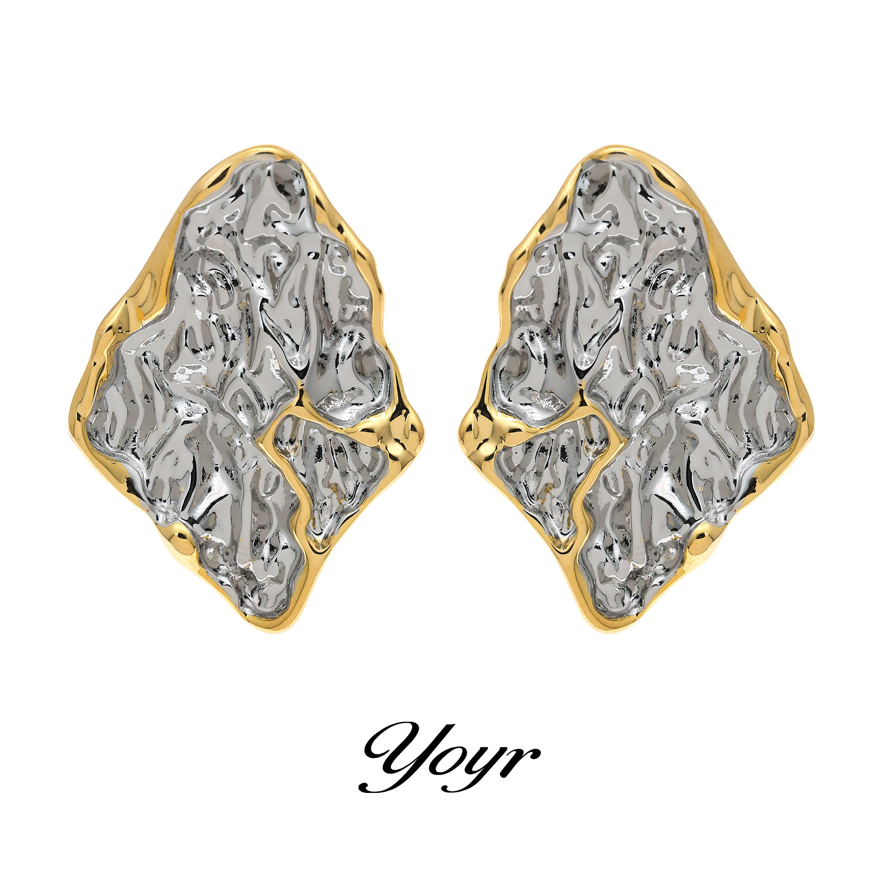 YOYR 铜合金耳饰 不规则多边形耳钉 设计感小众气质个性耳环A18