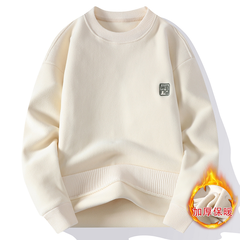 秋冬卫衣男士韩版潮流宽松一体绒打底衫青年圆领加绒加厚保暖T恤