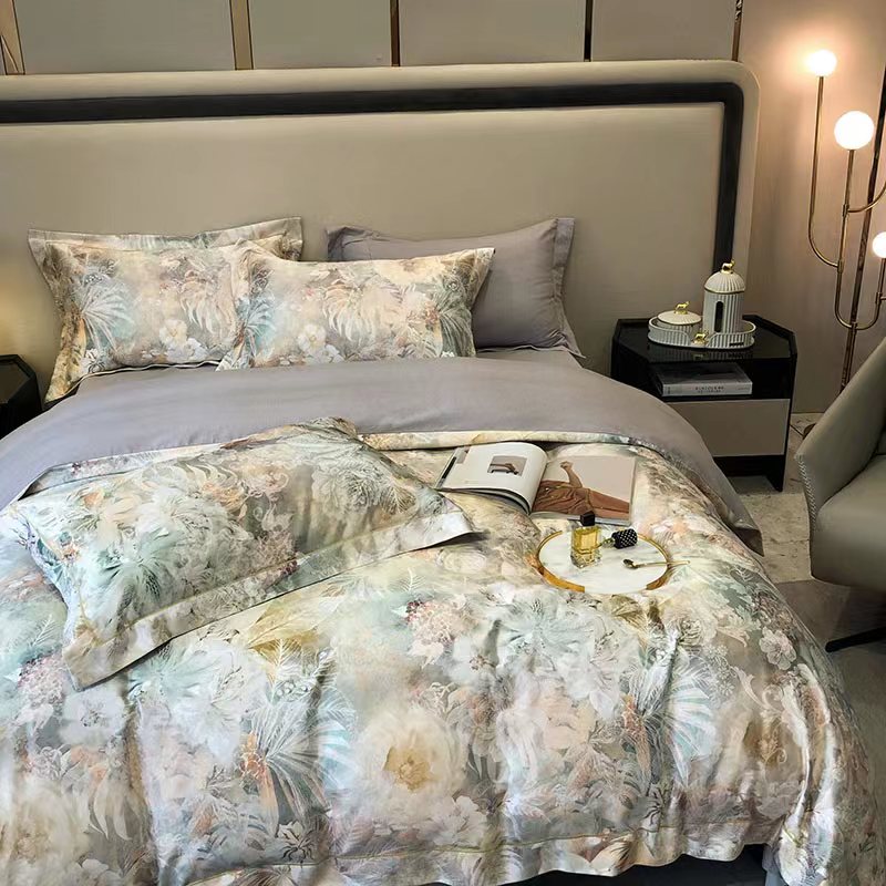 安羽婷欧式提花四件套秋冬款四季款床品印花亲肤丝滑轻奢简约加厚