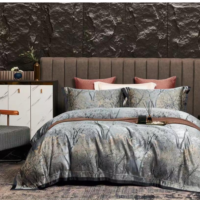 安羽婷别墅款高端色织提花纯棉四件套四季款高端床品亲肤时尚凉感