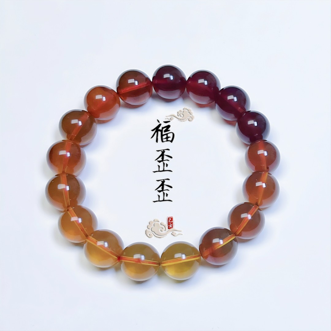 FUWAIWAI/福歪歪天然原矿无优化百搭琥珀手串彩虹血珀渐变灵草珀
