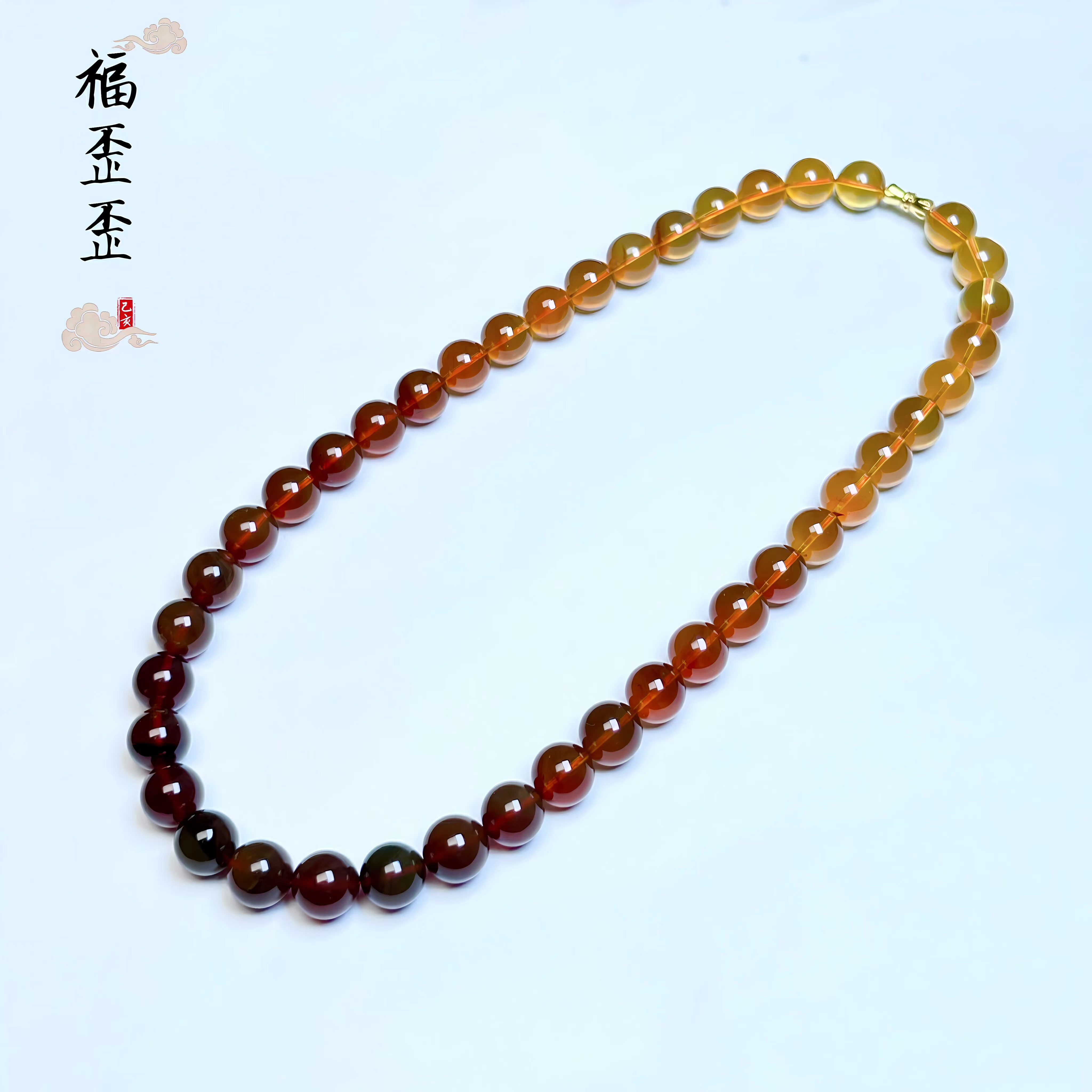 FUWAIWAI/福歪歪天然彩虹琥珀项链紫杉醇灵草珀女神公主金属扣链