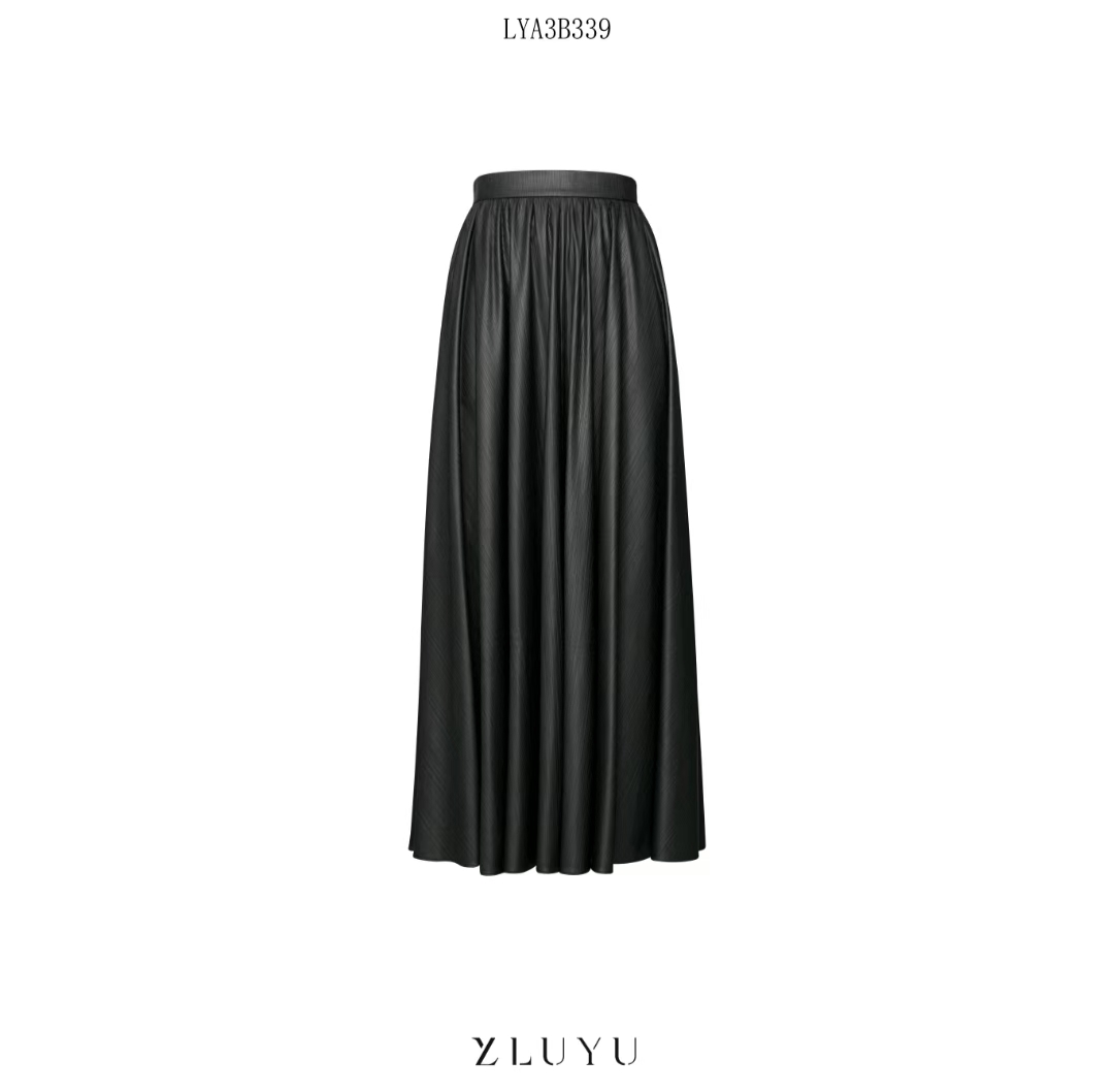 LUYU/鲁遇设计师款小众时尚气质轻奢简约金属拉丝半身裙LYA3B339