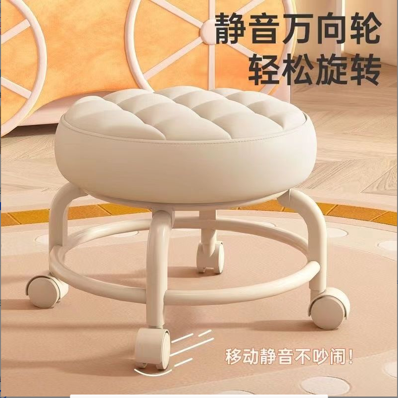 带轮爬爬凳矮凳滑轮凳圆板凳带娃儿童学步换鞋家用移动靠背椅子